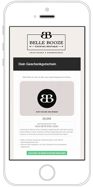 Belle Booze Geschenkgutschein Email Vorschau