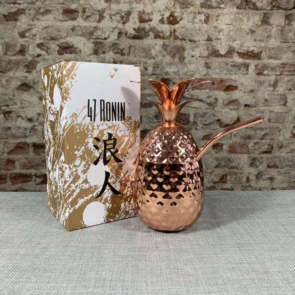 Metall Ananas mit Trinkhalm in Kupfer optik (700ml)
