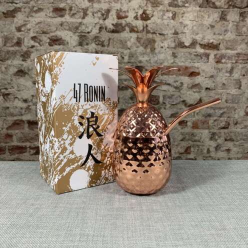 Metall Ananas mit Trinkhalm in Kupfer optik (455ml)