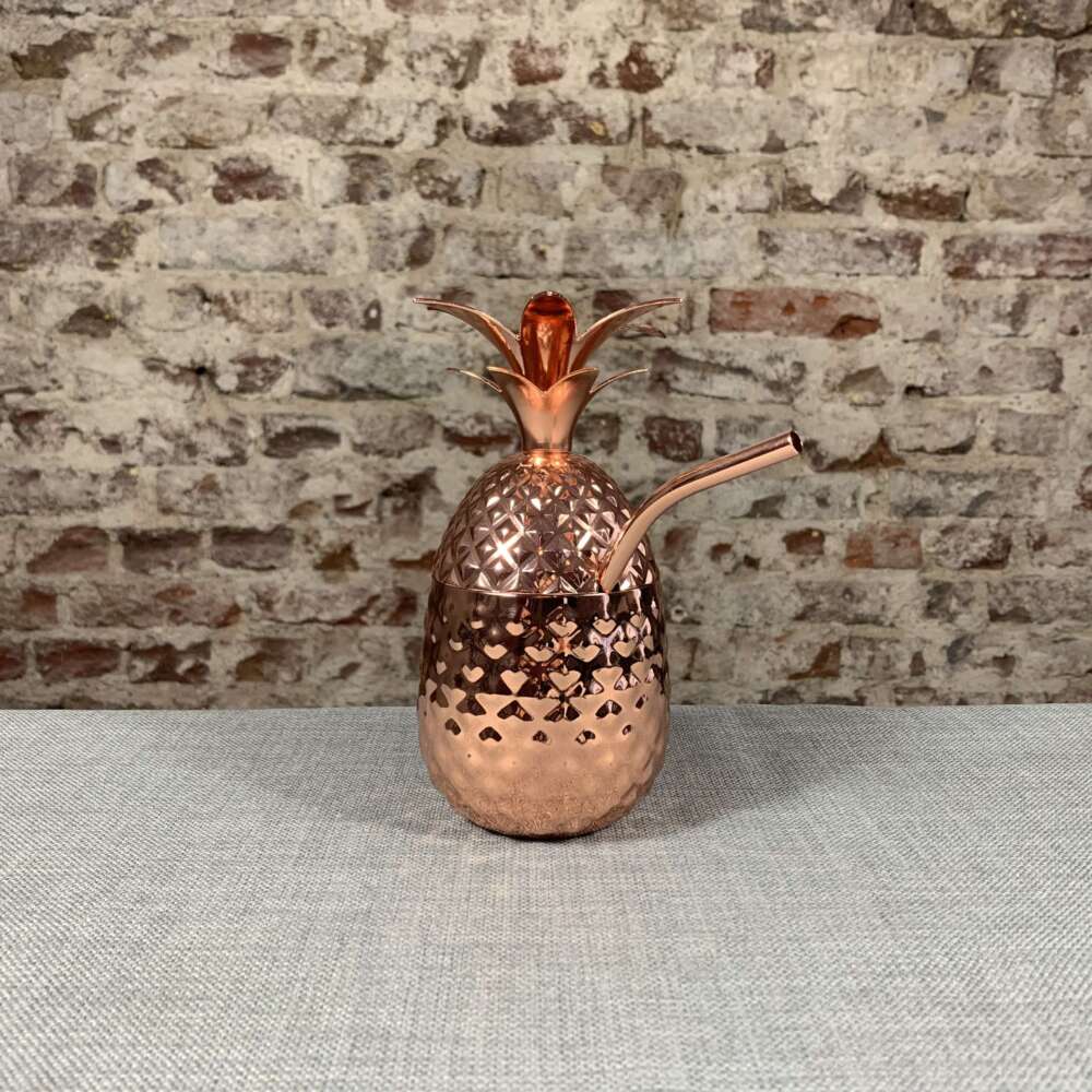 Metall Ananas mit Trinkhalm in Kupfer optik (700ml) – Bild 2
