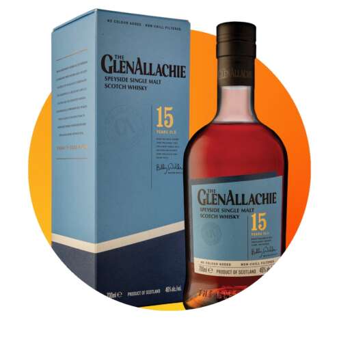 Produktbild The GlenAllachie 15 Jahre Single Malt Alt-Attribut: The GlenAllachie 15 Jahre Single Malt Whisky kaufen bei Belle Booze Glas mit GlenAllachie 15 & dunklem Sherry-Ton Alt-Attribut: GlenAllachie 15 Jahre Single Malt mit Sherry Aromen im Glas Flasche GlenAllachie 15 vor Sherry-Fässern oder Weinkeller Kulisse Alt-Attribut: The GlenAllachie 15 Jahre – gereift in PX und Oloroso Sherry-Fässern